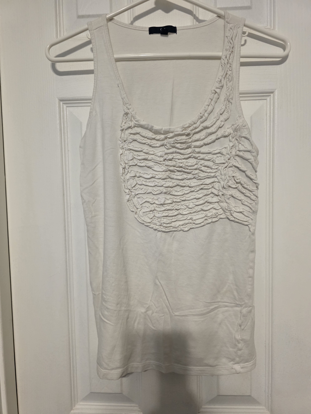 GAP White Ruffle-Front Tank Top